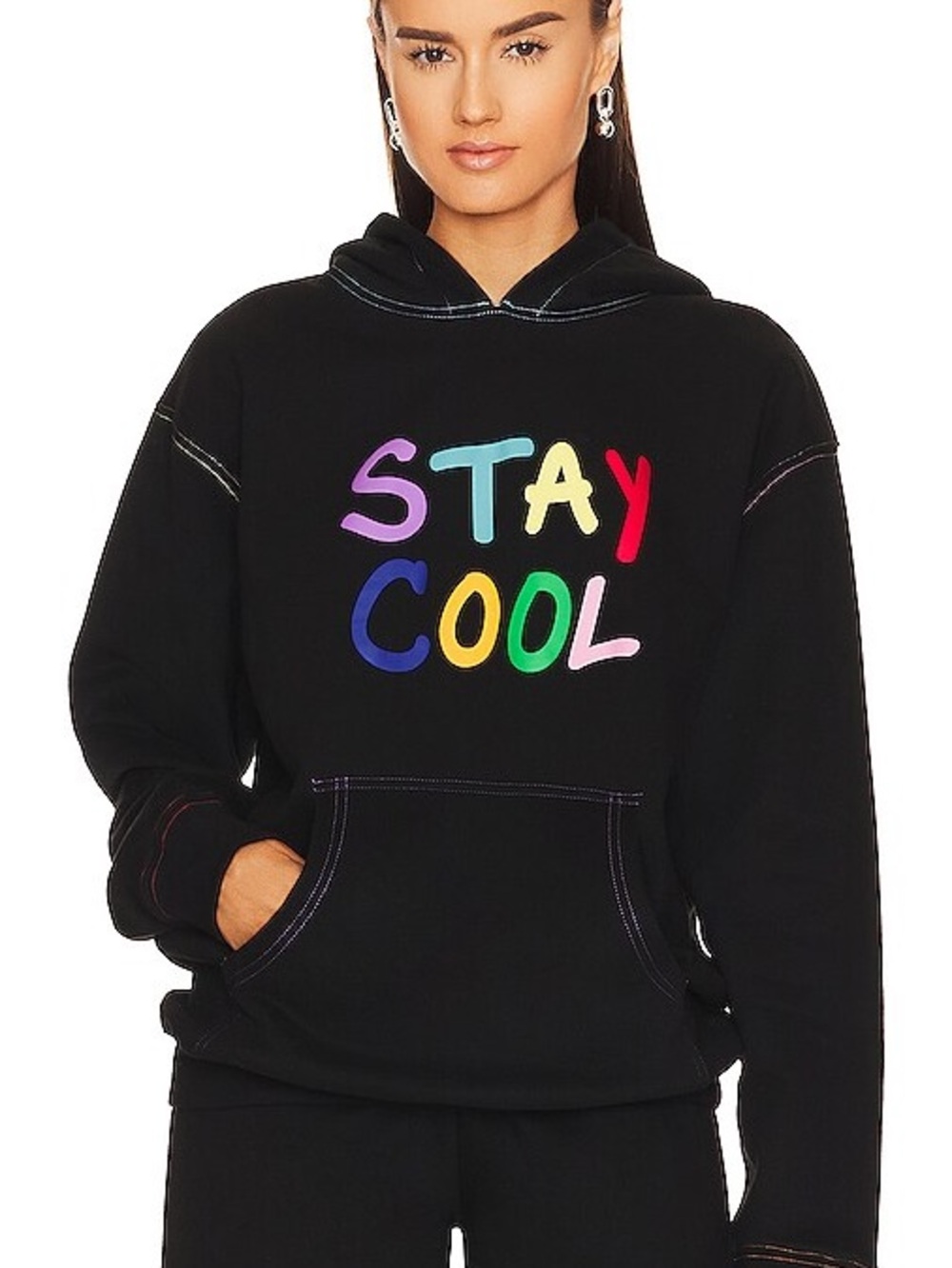 Stay Cool Puff Paint Hoodie in Black